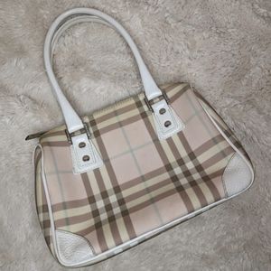 Burberry London Rare Vintage Authentic Nova Pink Cotton Candy Check Satchel Bag